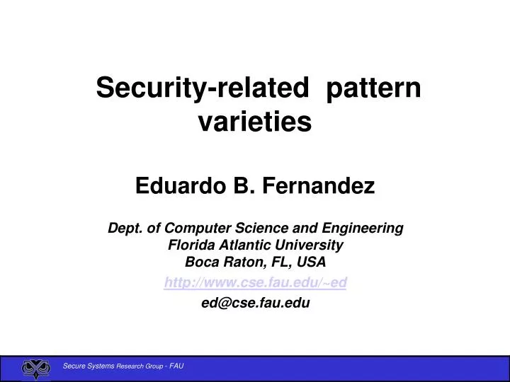 security related pattern varieties eduardo b fernandez