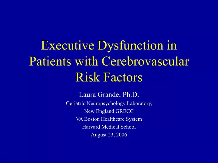 executive dysfunction in patients with cerebrovascular risk factors