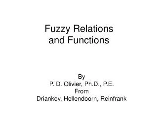 Fuzzy Relations and Functions