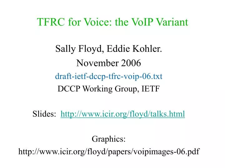 tfrc for voice the voip variant