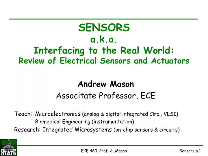 sensors a k a interfacing to the real world review of electrical sensors and actuators
