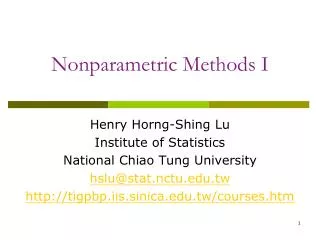 Nonparametric Methods I