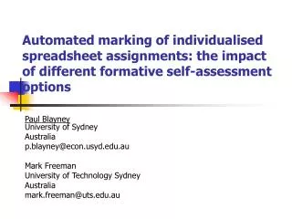 Automated marking of individualised spreadsheet assignments: the impact of different formative self-assessment options