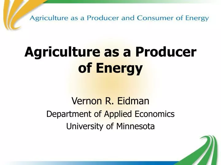 agriculture as a producer of energy