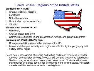 Tiered Lesson: Regions of the United States