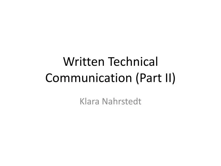 written technical communication part ii