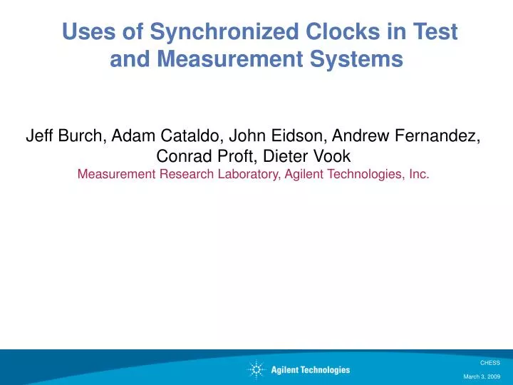 uses of synchronized clocks in test and measurement systems