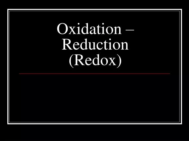 oxidation reduction redox