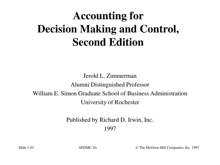 accounting for decision making and control second edition