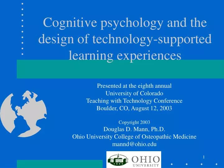 cognitive psychology and the design of technology supported learning experiences