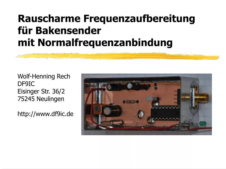 rauscharme frequenzaufbereitung f r bakensender mit normalfrequenzanbindung