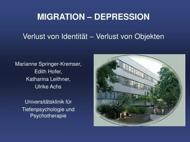 migration depression verlust von identit t verlust von objekten