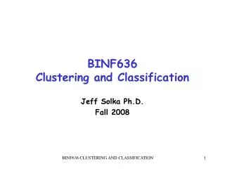 BINF636 Clustering and Classification