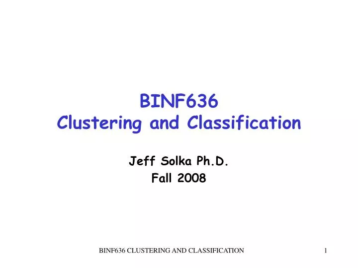 binf636 clustering and classification