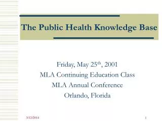 The Public Health Knowledge Base
