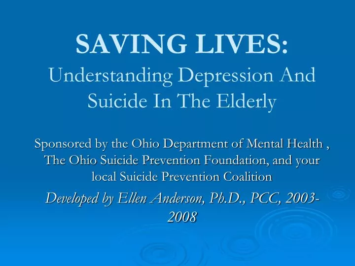 saving lives understanding depression and suicide in the elderly