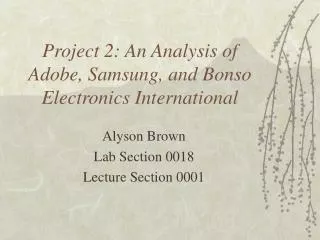Project 2: An Analysis of Adobe, Samsung, and Bonso Electronics International