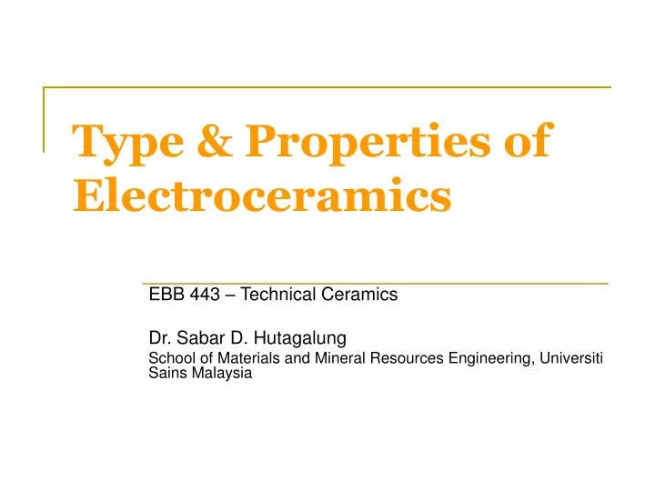 type properties of electroceramics