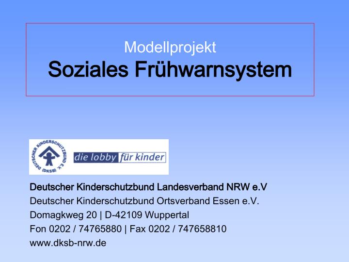 modellprojekt soziales fr hwarnsystem