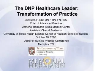 The DNP Healthcare Leader: Transformation of Practice