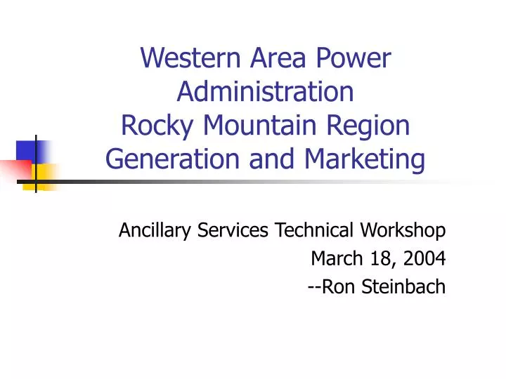 western area power administration rocky mountain region generation and marketing