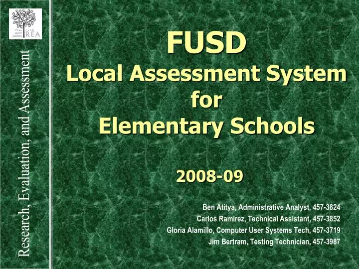 fusd local assessment system for elementary schools 2008 09