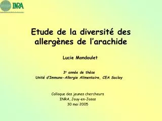 Etude de la diversité des allergènes de l’arachide