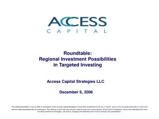 Roundtable: Regional Investment Possibilities in Targeted Investing