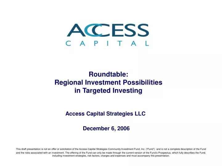 roundtable regional investment possibilities in targeted investing