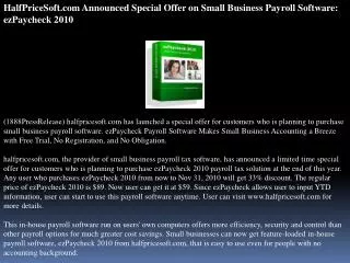 HalfPriceSoft.com Announced Special Offer on Small Business