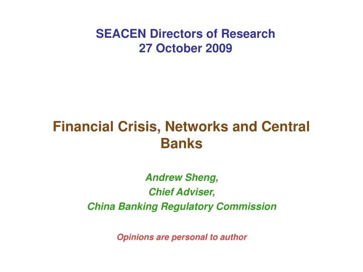 financial crisis networks and central banks