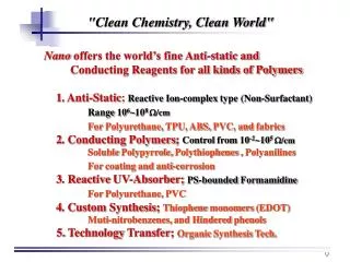 &quot;Clean Chemistry, Clean World&quot;