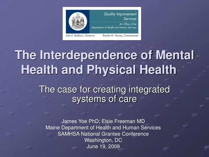 the interdependence of mental health and physical health