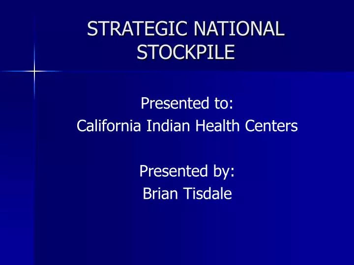 strategic national stockpile