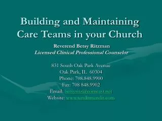Building and Maintaining Care Teams in your Church