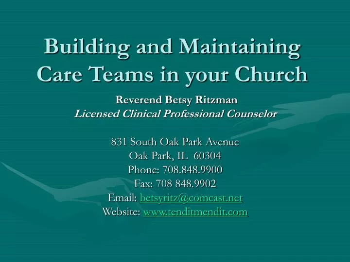 building and maintaining care teams in your church