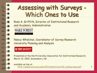 Assessing with Surveys - Which Ones to Use
