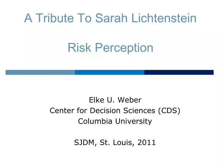 a tribute to sarah lichtenstein risk perception