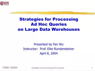 Strategies for Processing Ad Hoc Queries on Large Data Warehouses