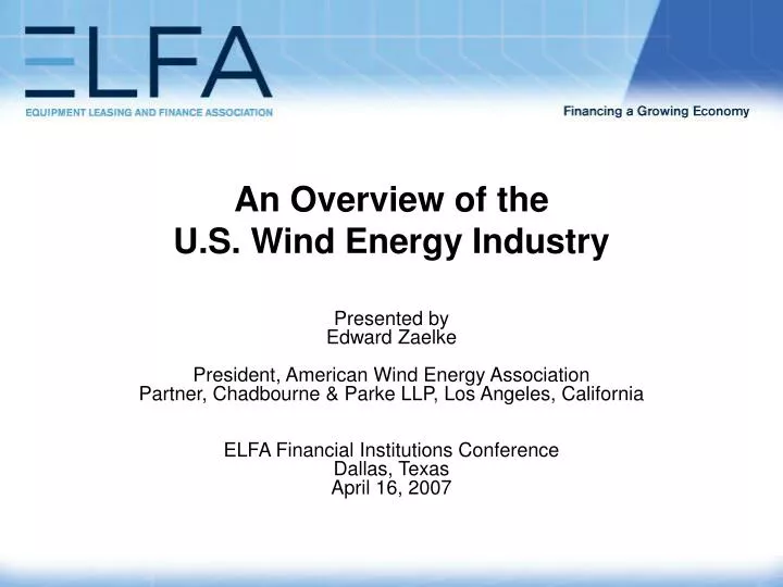 an overview of the u s wind energy industry