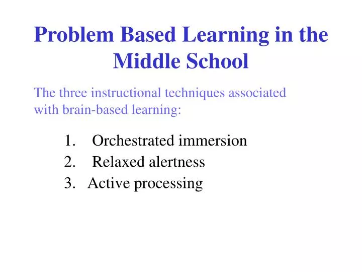 problem based learning in the middle school