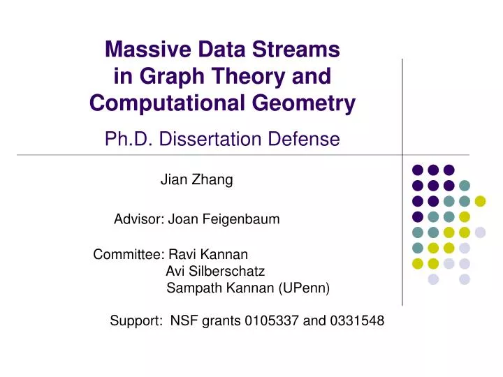 massive data streams in graph theory and computational geometry ph d dissertation defense