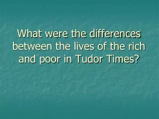 What were the differences between the lives of the rich and poor in Tudor Times?