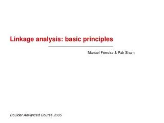 Linkage analysis: basic principles