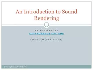 An Introduction to Sound Rendering