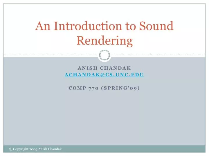 an introduction to sound rendering