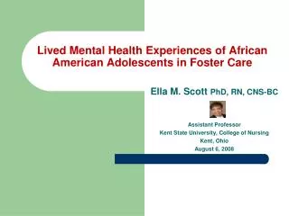 Lived Mental Health Experiences of African American Adolescents in Foster Care