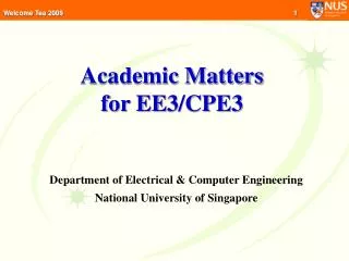 Academic Matters for EE3/CPE3