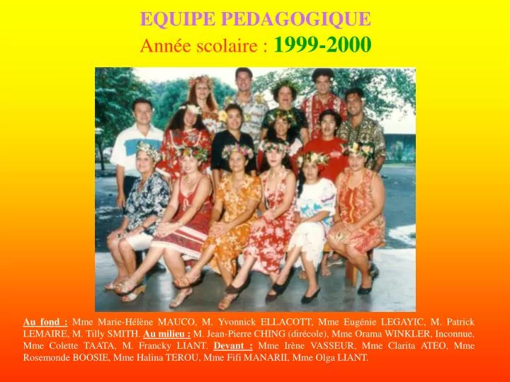 equipe pedagogique ann e scolaire 1999 2000
