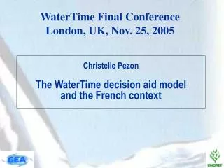 Christelle Pezon The WaterTime decision aid model and the French context